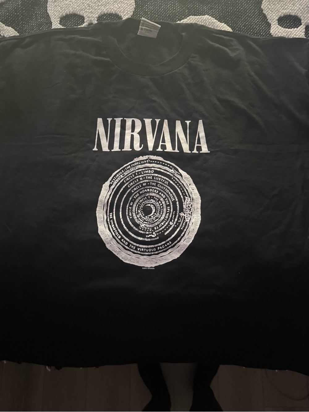 NIRVANA Black Tee with White Concentric Graphic